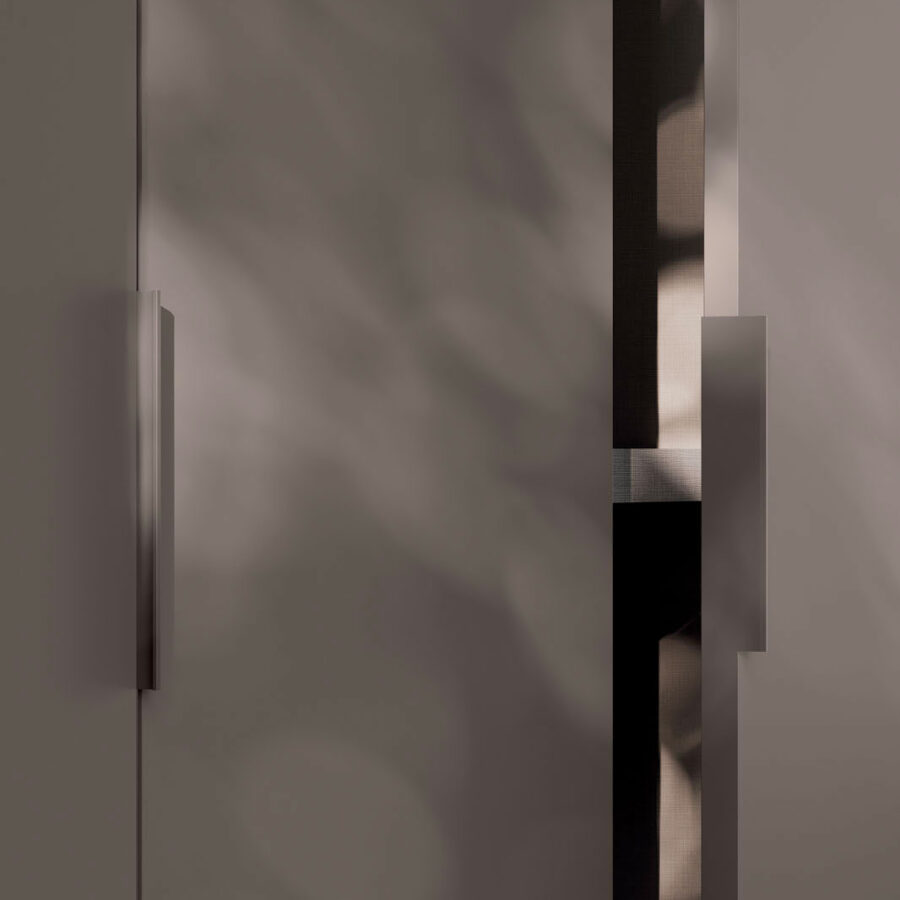 Hinged door wardrobe with Liscia 22 door and Crea 1200 handle Orme