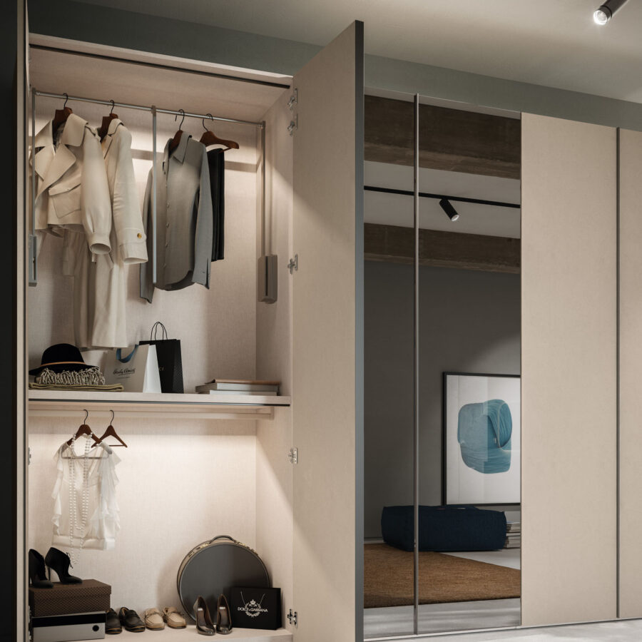 Hinged wardrobe Manlò door + Specchio composition Wardrobe 28 Orme