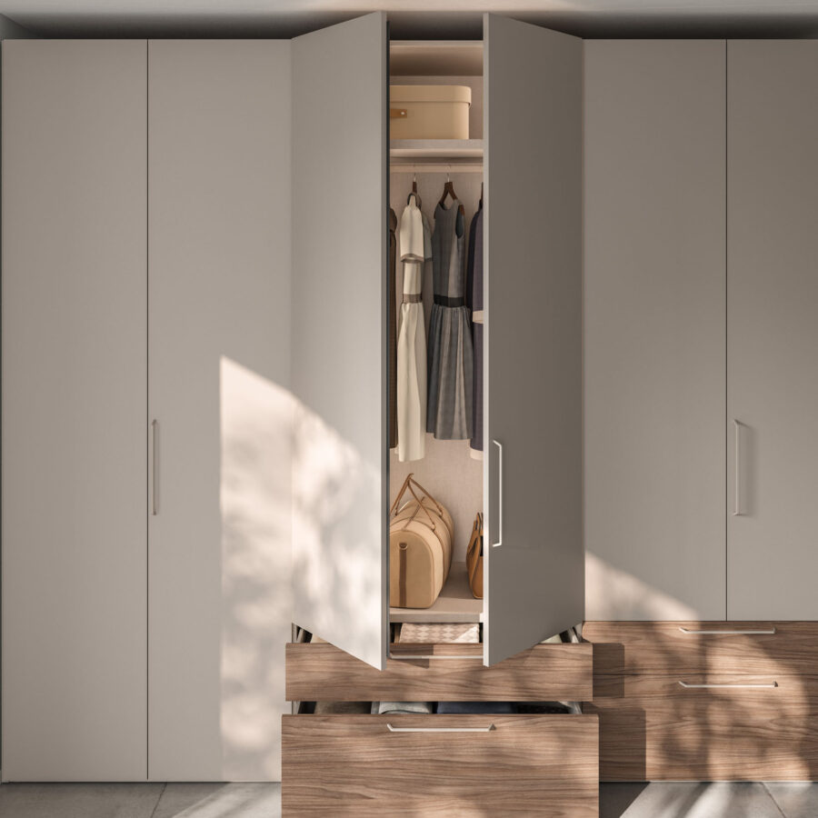 Armadio battente anta Liscia + M 32 composizione Wardrobe 36 Orme