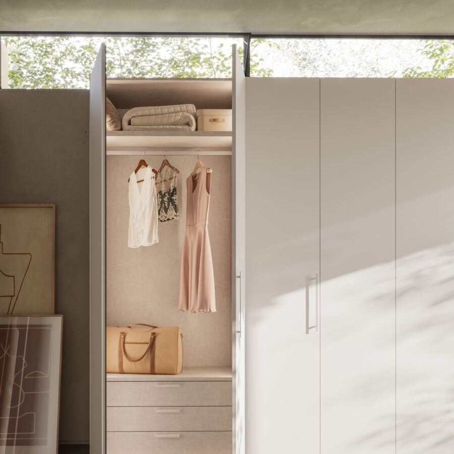 Armadio battente anta Liscia + M 14 + cabina Alea composizione Wardrobe 37 Orme
