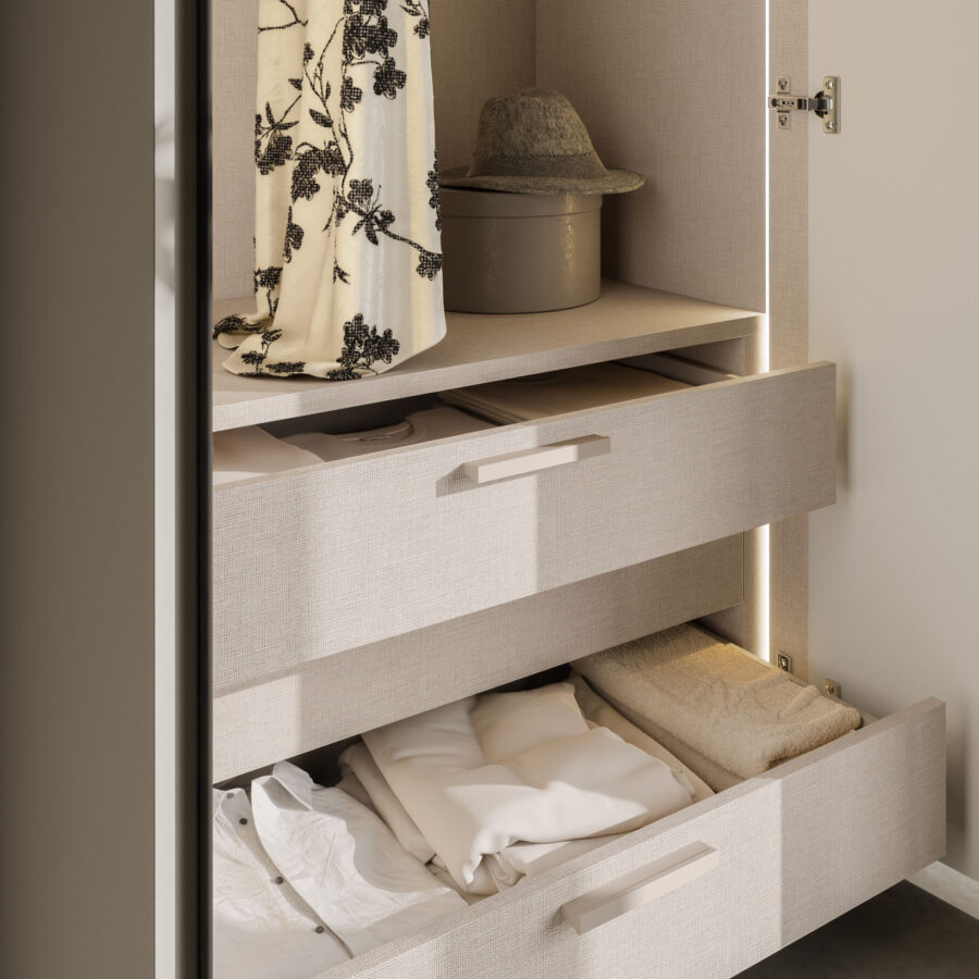 Armadio battente anta Liscia + M 14 + cabina Alea composizione Wardrobe 37 Orme