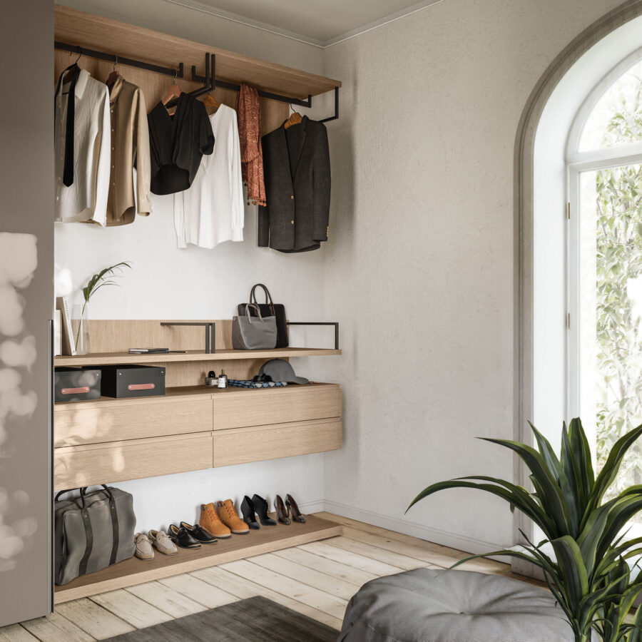 Sliding wardrobe Tratto 1200 door + walk-in closet Alea composition Wardrobe 48 Orme