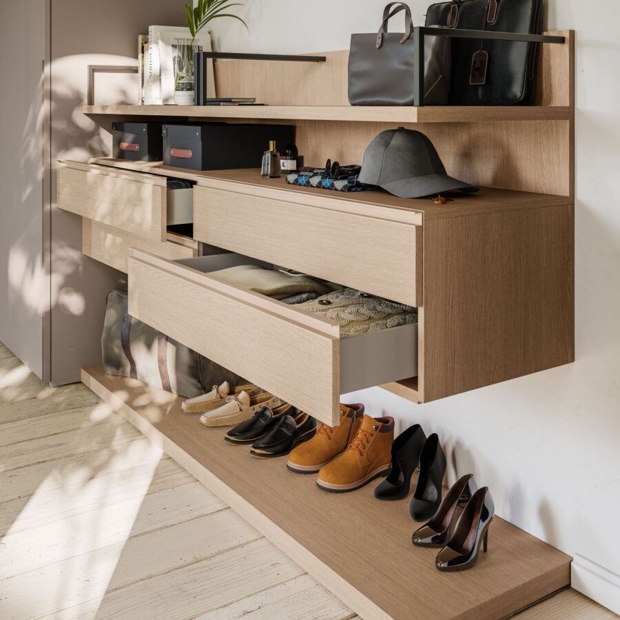 Sliding wardrobe Tratto 1200 door + walk-in closet Alea composition Wardrobe 48 Orme